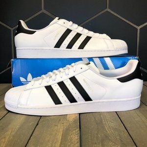 Adidas Superstar White Black Casual Sneakers Sz 19